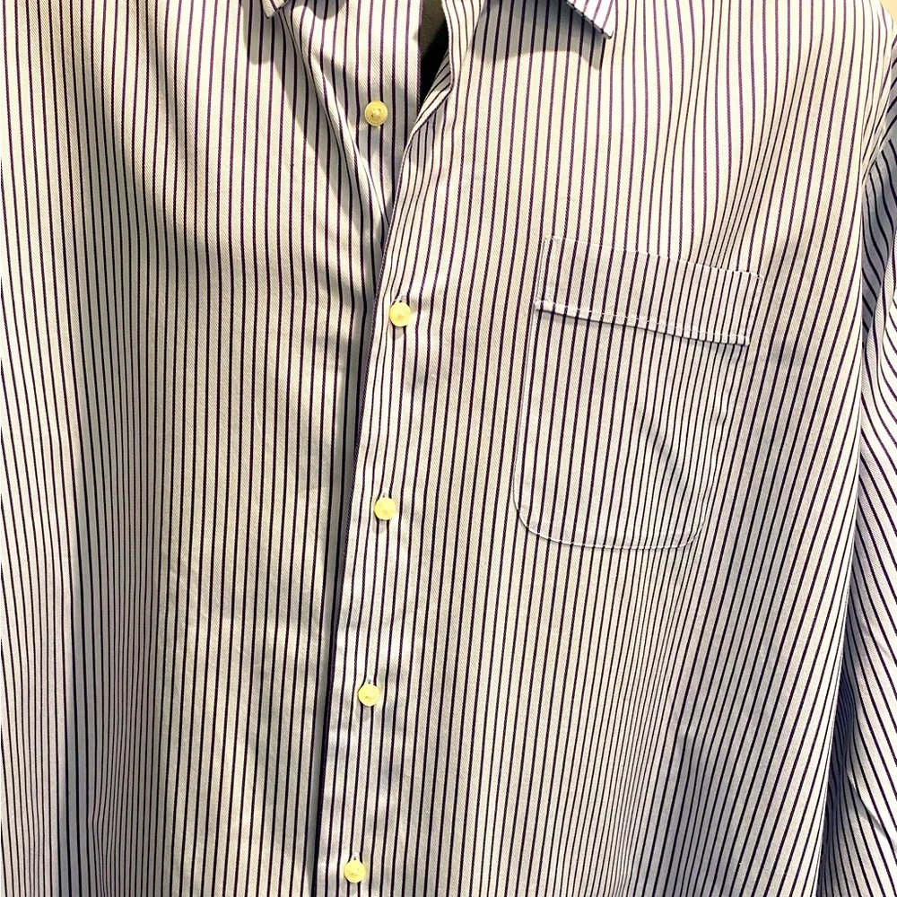 Tommy Bahama Men’s Shirt Size 18/34-35 Purple Stripes on White; Dress Attire - Picture 1 of 5